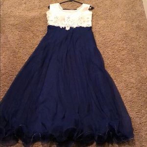 Royal Blue & White Long Indian Gown